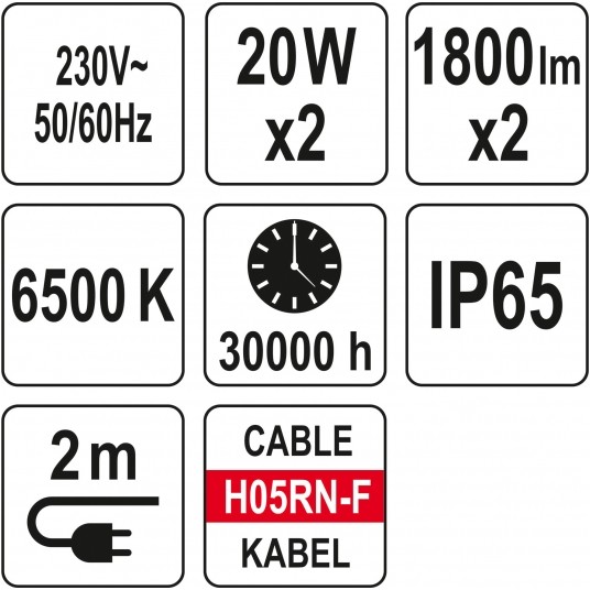 REFLEKTOR SMD LED ZE STOJ. 2*20W 3600LM -zdjęcie numer 4