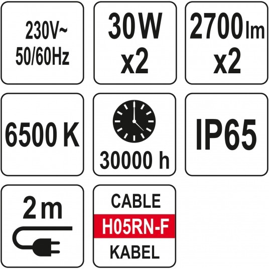 REFLEKTOR SMD LED ZE STOJ. 2*30W 5400LM -zdjęcie numer 6