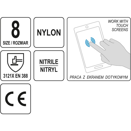 RĘKAWICE OCHR. Z OBSŁ. SMART. NITR R. 8 -zdjęcie numer 9