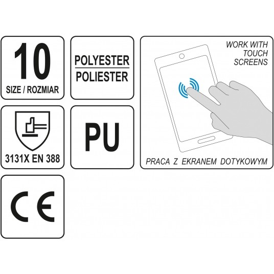 RĘKAWICE OCHR. Z OBSŁ. SMART. PU R. 10 -zdjęcie numer 4