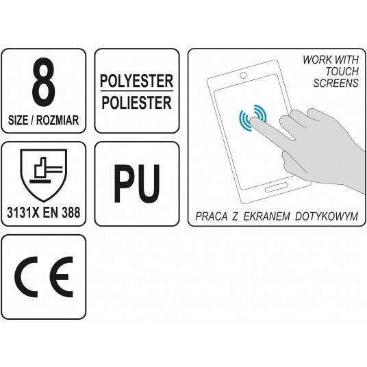 RĘKAWICE OCHR. Z OBSŁ. SMART. PU R. 8 -zdjęcie numer 9