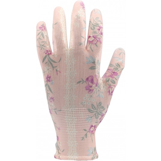 RĘKAWICE OGROD. KWIATKI - BEŻOWE 8" -zdjęcie numer 3