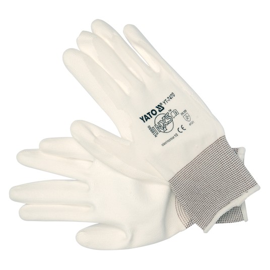 RĘKAWICE ROBOCZE NYLON/PU BIAŁE 10 -zdjęcie numer 1