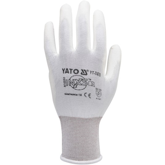 RĘKAWICE ROBOCZE NYLON/PU BIAŁE 10 -zdjęcie numer 3