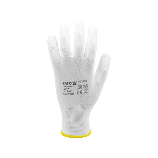 RĘKAWICE ROBOCZE NYLON/PU BIAŁE 9 -zdjęcie numer 3