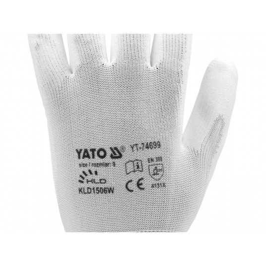 RĘKAWICE ROBOCZE NYLON/PU BIAŁE 9 -zdjęcie numer 5