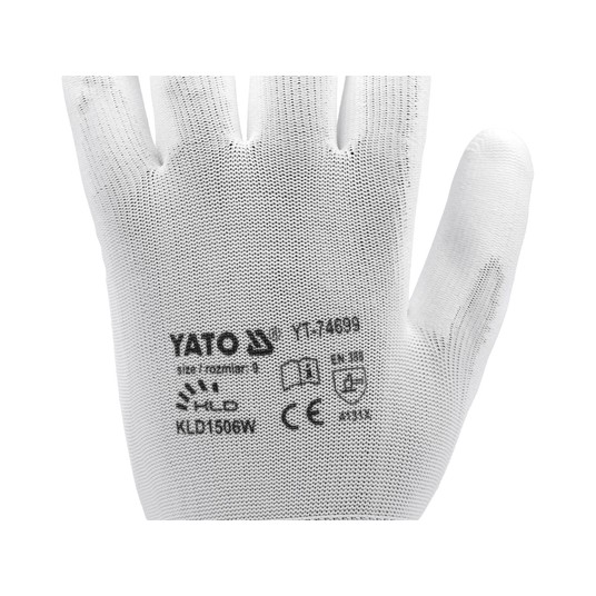 RĘKAWICE ROBOCZE NYLON/PU BIAŁE 9 -zdjęcie numer 5