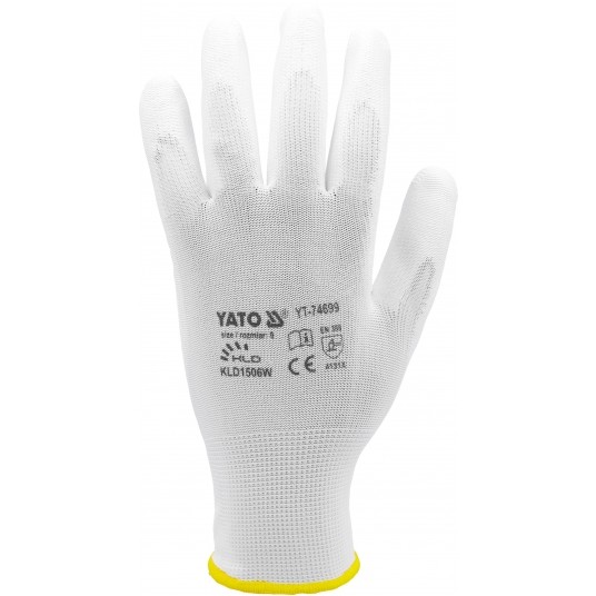 RĘKAWICE ROBOCZE NYLON/PU BIAŁE 9 -zdjęcie numer 3