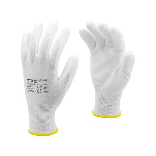 RĘKAWICE ROBOCZE NYLON/PU BIAŁE 9 -zdjęcie numer 1