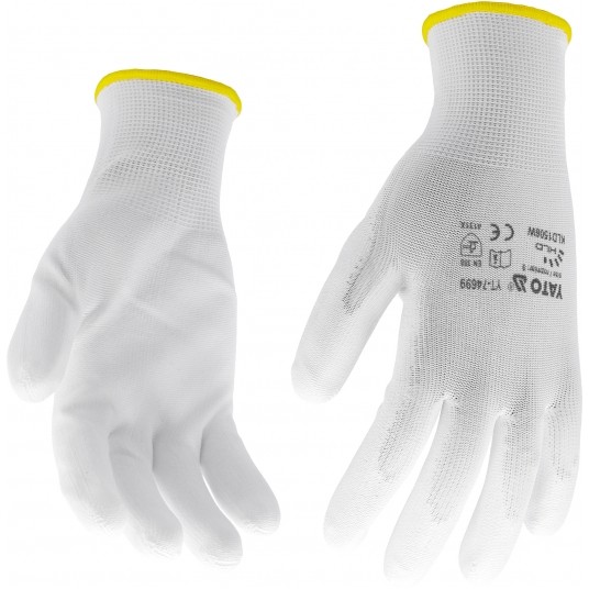 RĘKAWICE ROBOCZE NYLON/PU BIAŁE 9 -zdjęcie numer 2