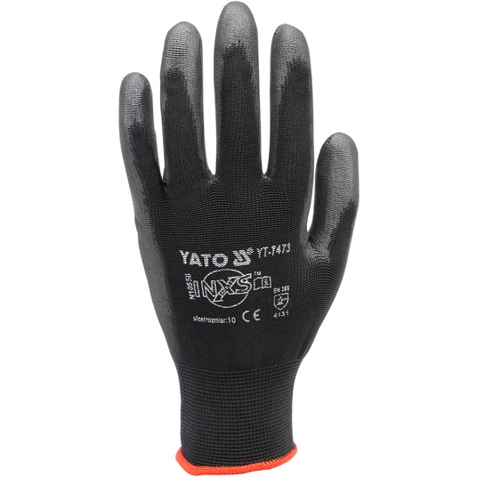 RĘKAWICE ROBOCZE NYLON/PU CZARNE 10 -zdjęcie numer 2