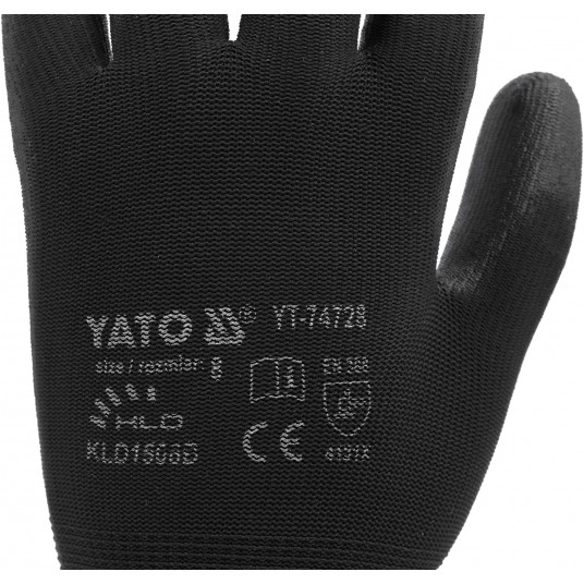 RĘKAWICE ROBOCZE NYLON/PU CZARNE 8 -zdjęcie numer 6