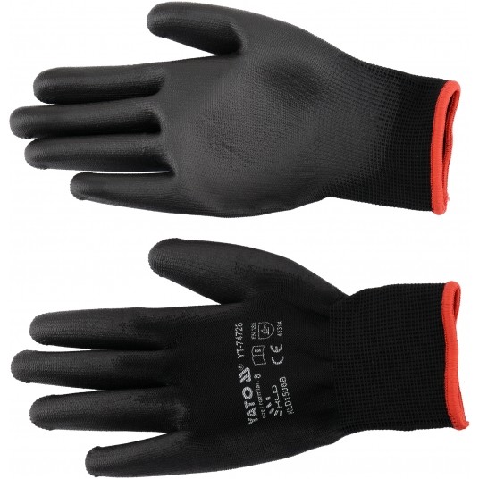 RĘKAWICE ROBOCZE NYLON/PU CZARNE 8 -zdjęcie numer 7