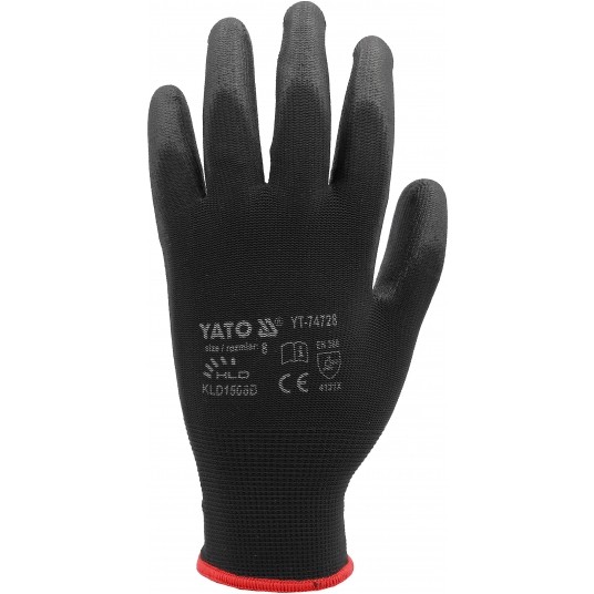 RĘKAWICE ROBOCZE NYLON/PU CZARNE 8 -zdjęcie numer 3