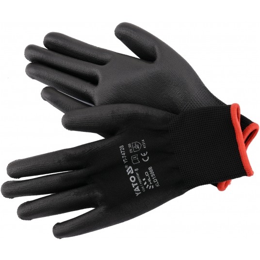 RĘKAWICE ROBOCZE NYLON/PU CZARNE 8 -zdjęcie numer 1