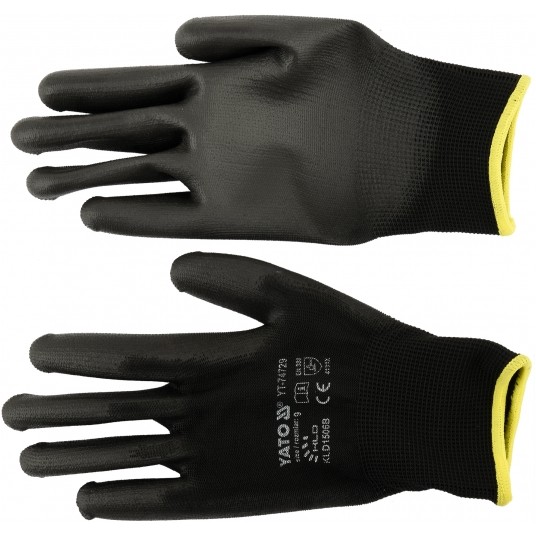 RĘKAWICE ROBOCZE NYLON/PU CZARNE 9 -zdjęcie numer 2