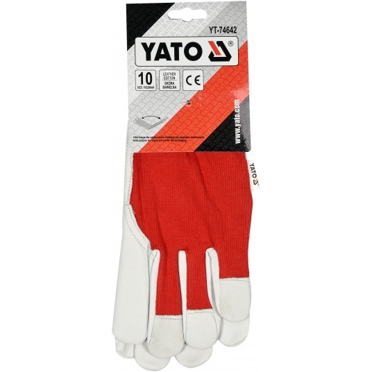 RĘKAWICE ROBOCZE SKÓRA ROZM. 10 CZERWONE -zdjęcie numer 3