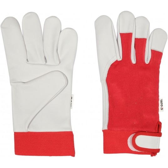 RĘKAWICE ROBOCZE SKÓRA ROZM. 8 CZERWONE -zdjęcie numer 8