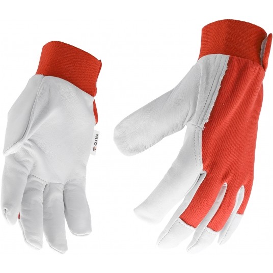 RĘKAWICE ROBOCZE SKÓRA ROZM. 8 CZERWONE -zdjęcie numer 2