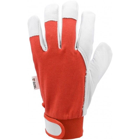 RĘKAWICE ROBOCZE SKÓRA ROZM. 8 CZERWONE -zdjęcie numer 3