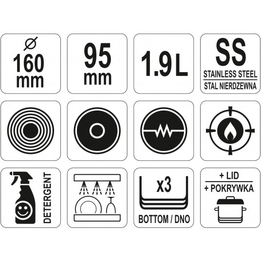 RONDEL Z POKRYWKĄ SS 16x9,5CM 1,9L -zdjęcie numer 3