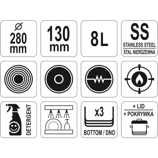 RONDEL Z POKRYWKĄ SS 28x13CM 8L -zdjęcie numer 3