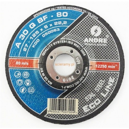 ŚCIERNICA 27 - 125 X 6,0 X 22,23 A30QBF - 80 METAL -zdjęcie numer 1