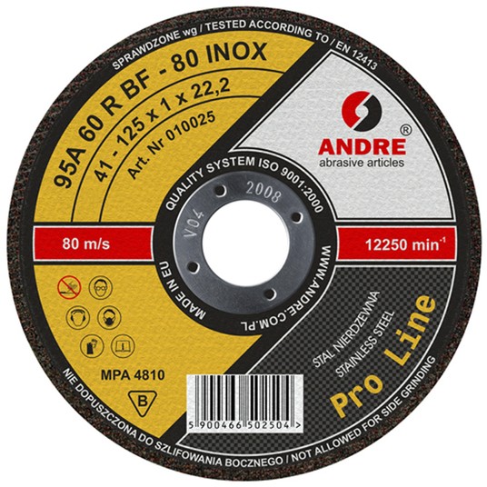 ŚCIERNICA 41 - 400 X 4,0 X 32 95A30RBF - 80 INOX -zdjęcie numer 1