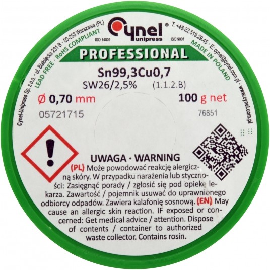 SPOIWO BEZOŁOWIOWE 0,7MM 100G -zdjęcie numer 2