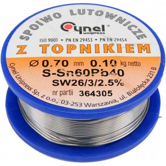 SPOIWO LUTOWNICZE Sn60Pb40 0,7/100 -zdjęcie numer 1