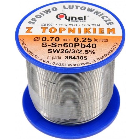 SPOIWO LUTOWNICZE Sn60Pb40 0,7/250 -zdjęcie numer 1