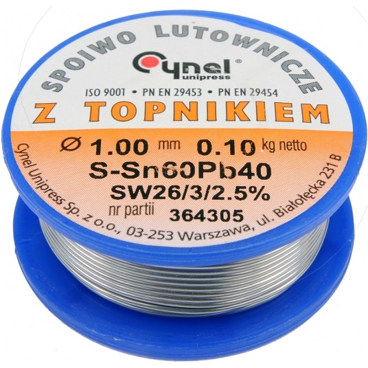 SPOIWO LUTOWNICZE Sn60Pb40 1,0/100 -zdjęcie numer 1