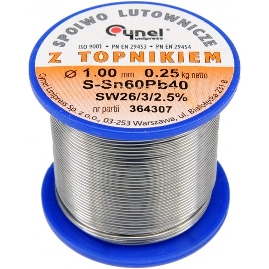 SPOIWO LUTOWNICZE Sn60Pb40 1,0/250 -zdjęcie numer 1