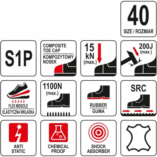 SPORT. PÓŁBUT ROBOCZY PARAD S1P ROZ. 40 -zdjęcie numer 1