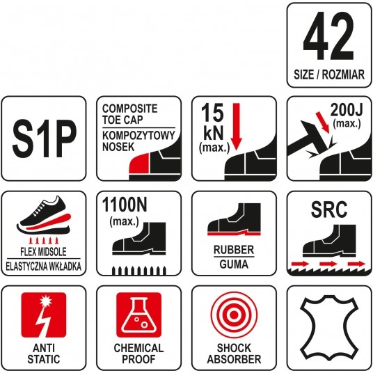 SPORT. PÓŁBUT ROBOCZY PARAD S1P ROZ. 42 -zdjęcie numer 1