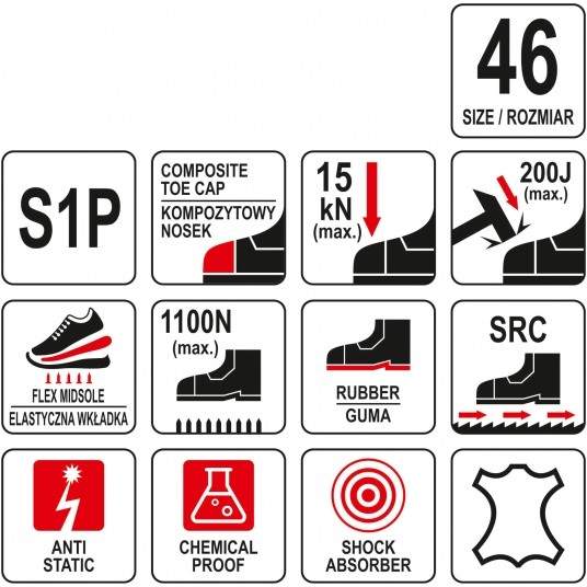 SPORT. PÓŁBUT ROBOCZY PARAD S1P ROZ. 46 -zdjęcie numer 1