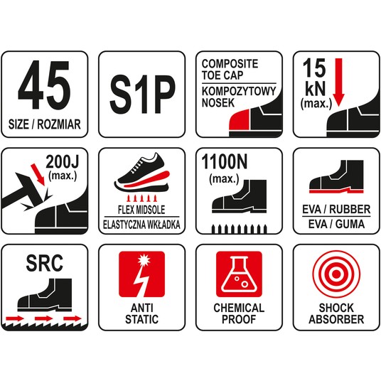 SPORT. PÓŁBUT ROBOCZY POMPA S1P ROZ. 45 -zdjęcie numer 1