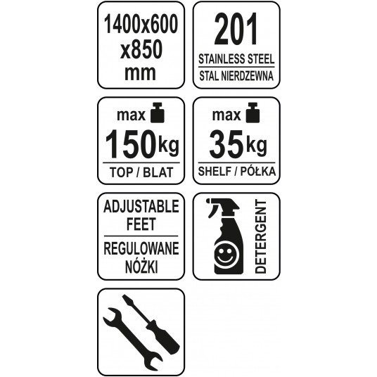 STÓŁ CENTR. SKŁ. Z PÓŁ. 140×60×H85cm -zdjęcie numer 4