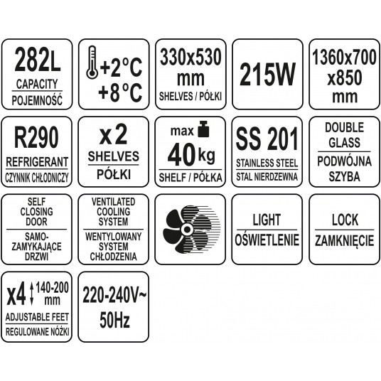 STÓŁ CHŁODNICZY 282L 2 DRZWI PRZESZKLONY -zdjęcie numer 9