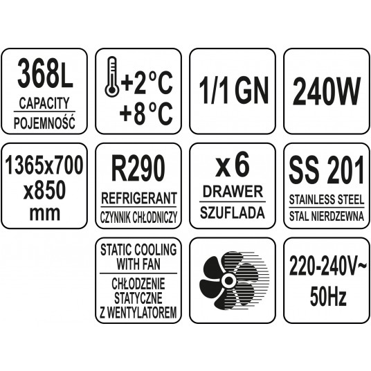 STÓŁ CHŁODNICZY 368L Z 6 SZUFLADAMI -zdjęcie numer 10