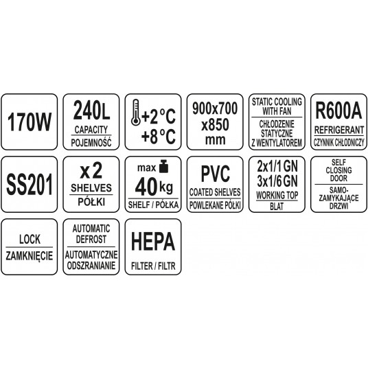 STÓŁ CHŁODNICZY SAŁATKOWY 240L 2 DRZWI -zdjęcie numer 6