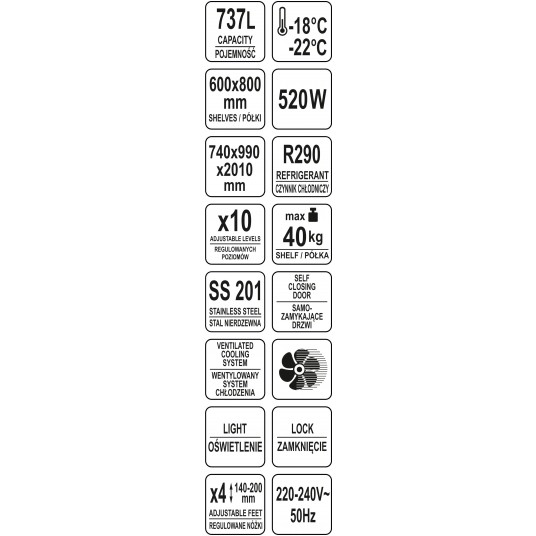 SZAFA MROŹNICZA NA KUWETY DO LODÓW 737L -zdjęcie numer 10