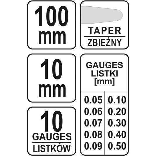 SZCZELINOMIERZ 100MM 10LISTKÓW 0,05-0,5M -zdjęcie numer 3