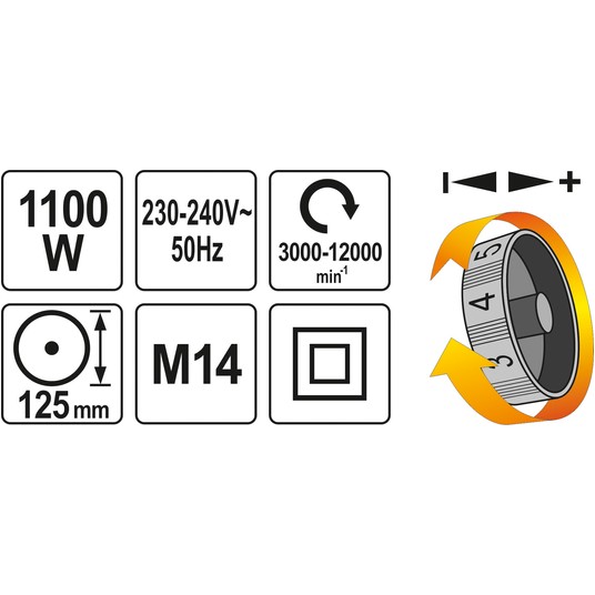 SZLIFIERKA KĄTOWA 125MM 1100W REG.PRĘDK -zdjęcie numer 5