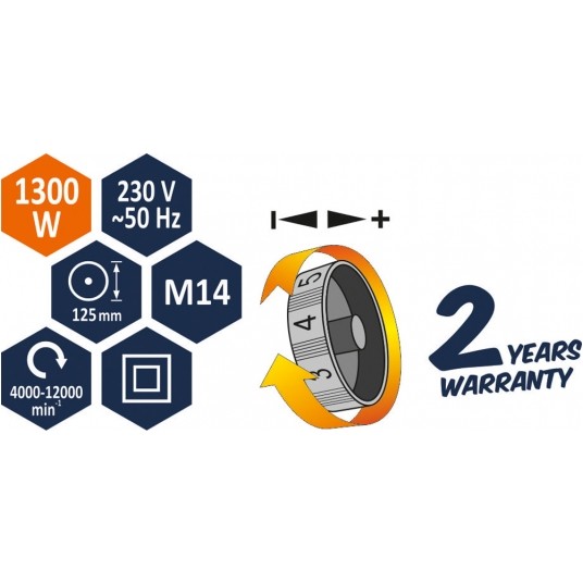 SZLIFIERKA KĄTOWA 1300W 125MM -zdjęcie numer 4