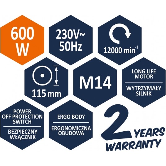 SZLIFIERKA KĄTOWA 600W 115MM -zdjęcie numer 4