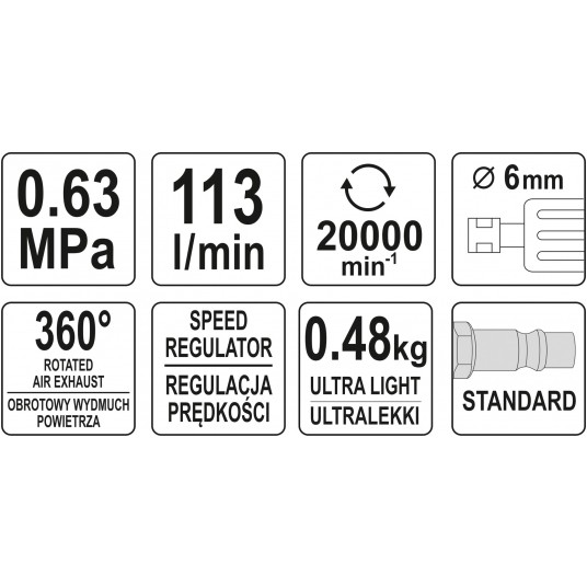 SZLIFIERKA PNEUMATYCZNA KĄTOWA KOMPOZYT -zdjęcie numer 5