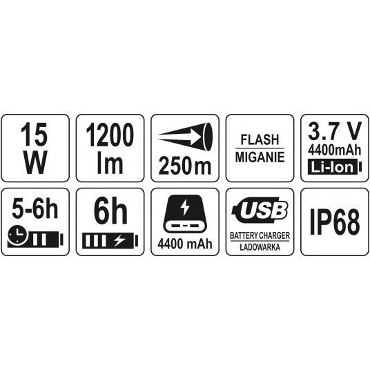 SZPERACZ PISTOLETOWY 15W 1200LM IP68 AKU -zdjęcie numer 6