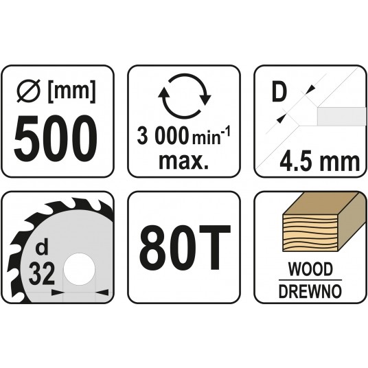 TARCZA DO DREWNA BEZ WIDII 500X80TX32MM -zdjęcie numer 3