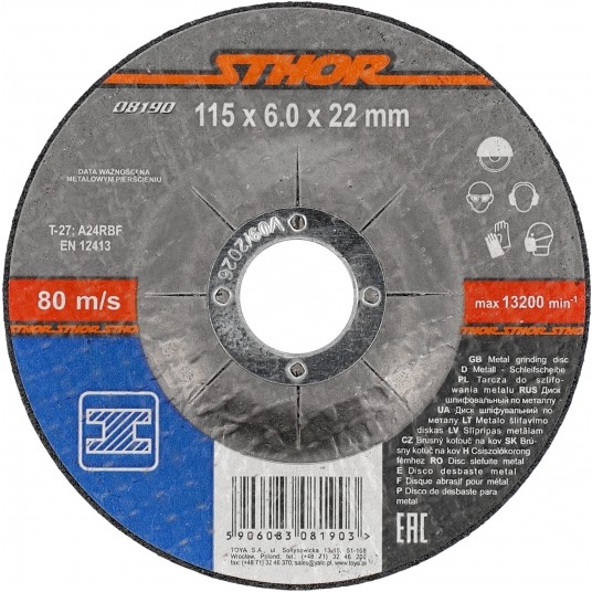 TARCZA DO SZLIFOWANIA METALU 115X6,0X22 -zdjęcie numer 1